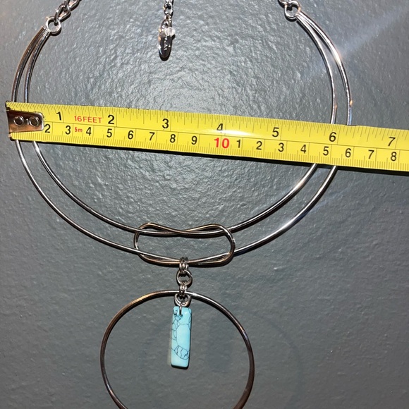 Silver Necklace with Turquoise Pendant - fashion jewelry. - Picture 5 of 6